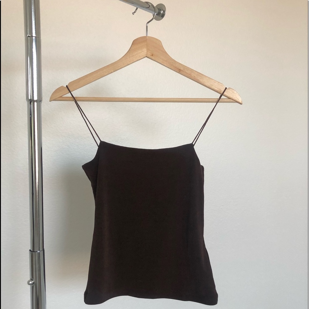 Metallic Brown Thin Strap Tank Top
